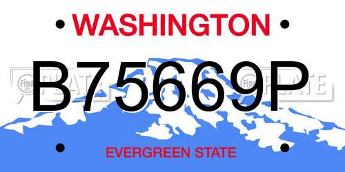 B75669P Washington License Plate