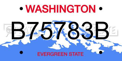 B75783B Washington License Plate