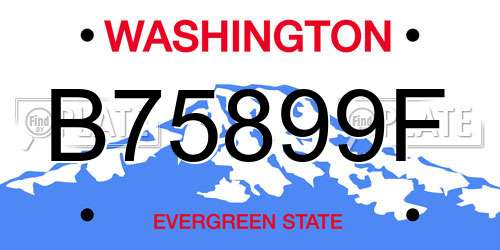 B75899F Washington License Plate