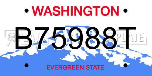 B75988T Washington License Plate