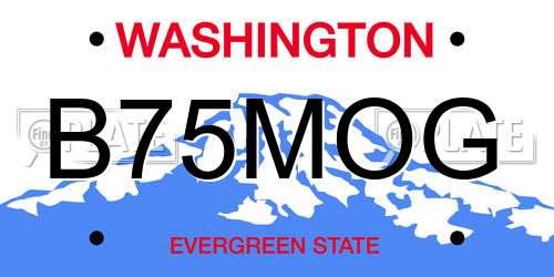 B75MOG Washington License Plate