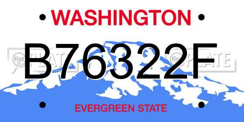 B76322F Washington License Plate