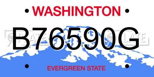 B76590G Washington License Plate