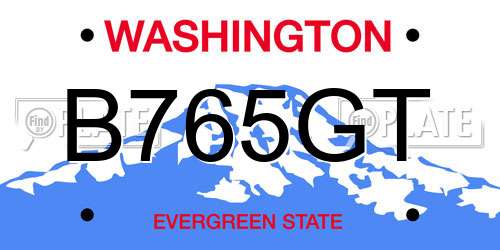 B765GT Washington License Plate