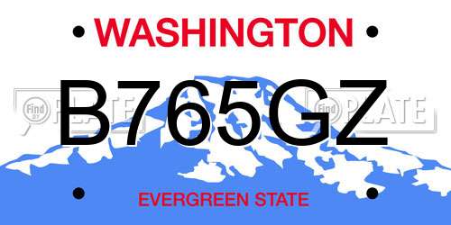 B765GZ Washington License Plate