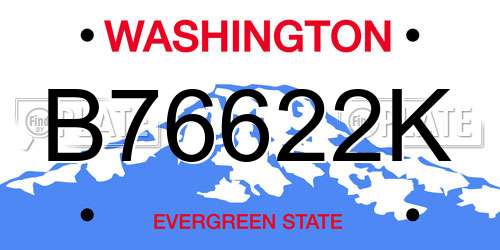 B76622K Washington License Plate