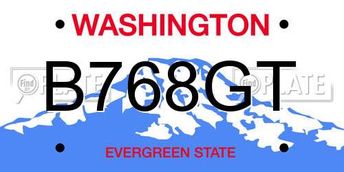 B768GT Washington License Plate