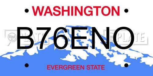 B76ENO Washington License Plate