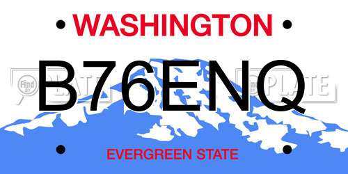B76ENQ Washington License Plate