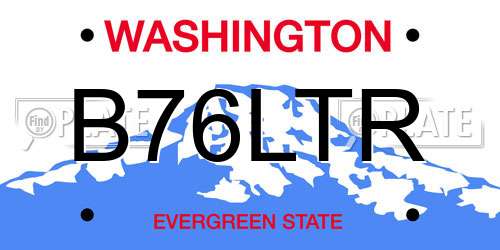 B76LTR Washington License Plate