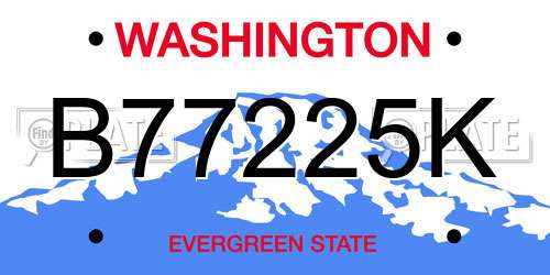 B77225K Washington License Plate