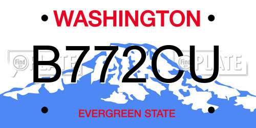 B772CU Washington License Plate