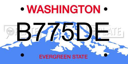 B775DE Washington License Plate