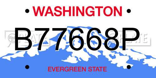 B77668P Washington License Plate