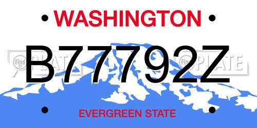 B77792Z Washington License Plate