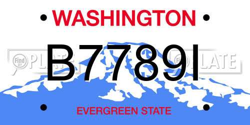 B7789I Washington License Plate