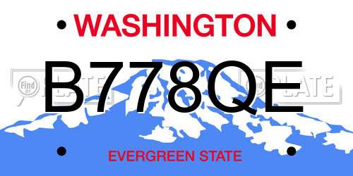 B778QE Washington License Plate
