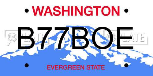 B77BOE Washington License Plate