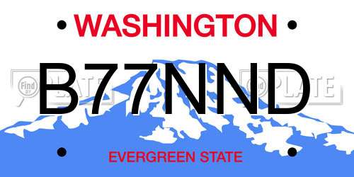 B77NND Washington License Plate
