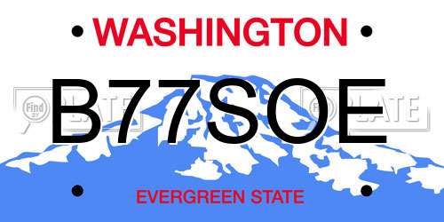 B77SOE Washington License Plate