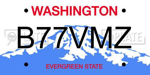B77VMZ Washington License Plate
