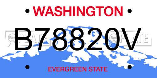 B78820V Washington License Plate
