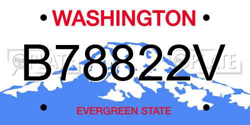 B78822V Washington License Plate