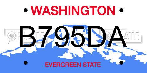 B795DA Washington License Plate