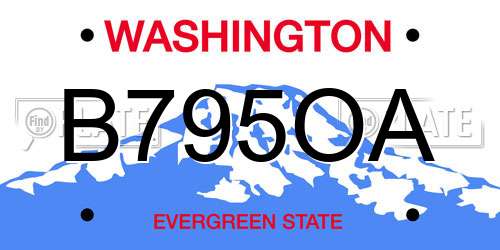 B795OA Washington License Plate