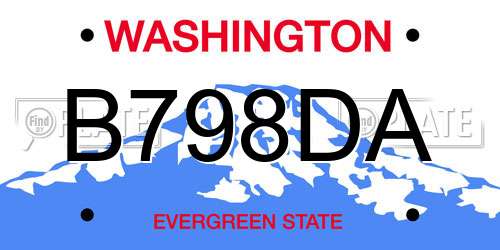 B798DA Washington License Plate