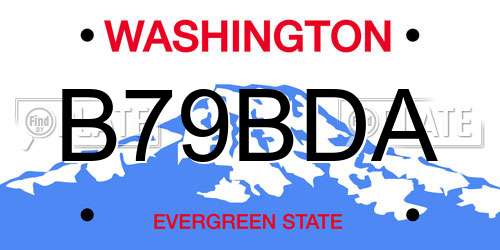 B79BDA Washington License Plate