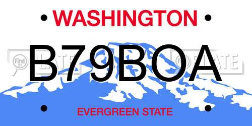 B79BOA Washington License Plate