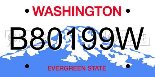 B80199W Washington License Plate