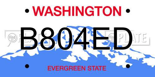 B804ED Washington License Plate