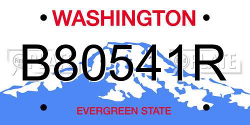 B80541R Washington License Plate