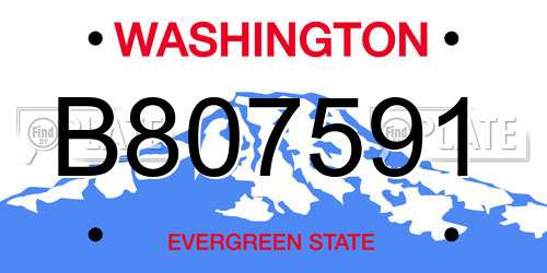B807591 Washington License Plate