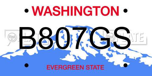 B807GS Washington License Plate