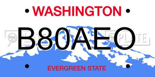 B80AEO Washington License Plate