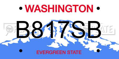 B817SB Washington License Plate