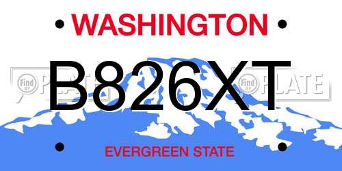 B826XT Washington License Plate