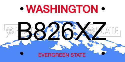B826XZ Washington License Plate
