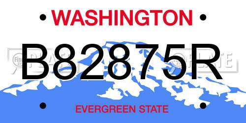B82875R Washington License Plate