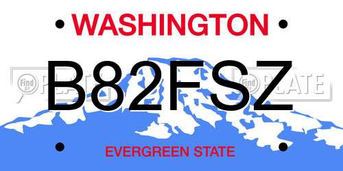 B82FSZ Washington License Plate