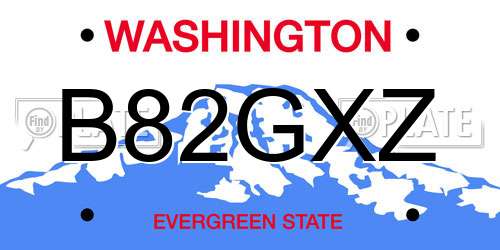 B82GXZ Washington License Plate