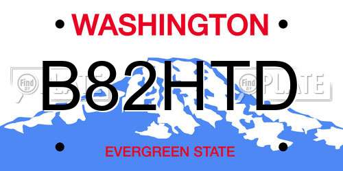 B82HTD Washington License Plate