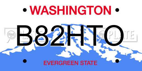 B82HTO Washington License Plate