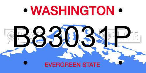 B83031P Washington License Plate