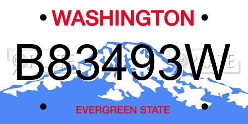 B83493W Washington License Plate