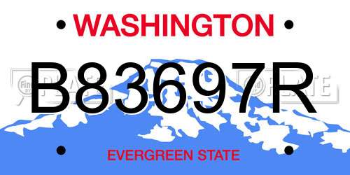 B83697R Washington License Plate