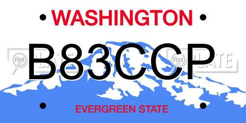 B83CCP Washington License Plate